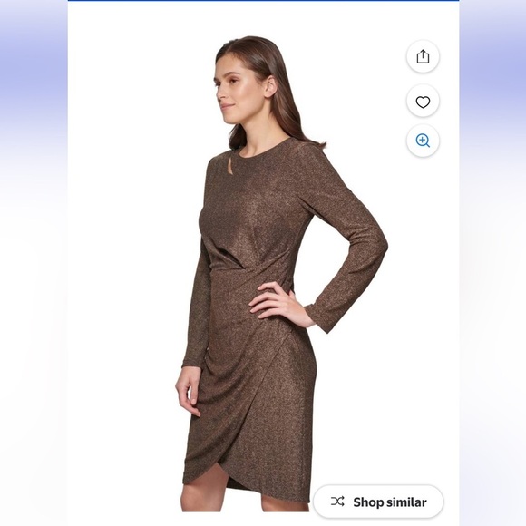 DKNY Metallic Faux-Wrap Sheath Dress sz 12 - Picture 8 of 12